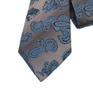 Bruno Piatelli Silk Tie Mens 62” Gray Blue Paisley Wedding Whimsical Classic New